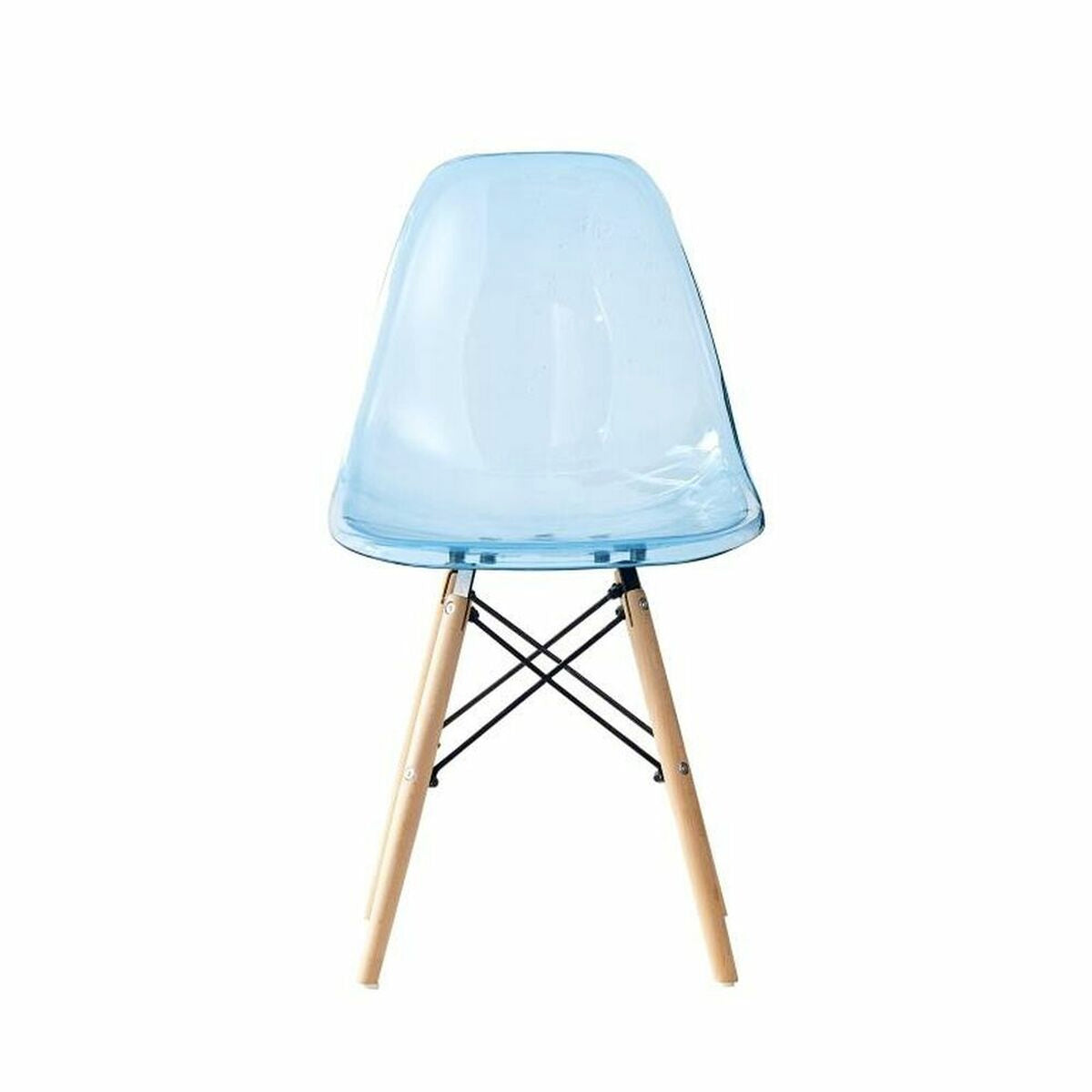 Dining Chair DKD Home Decor Natural Blue PVC Birch (50 x 46 x 83,5 cm)-3