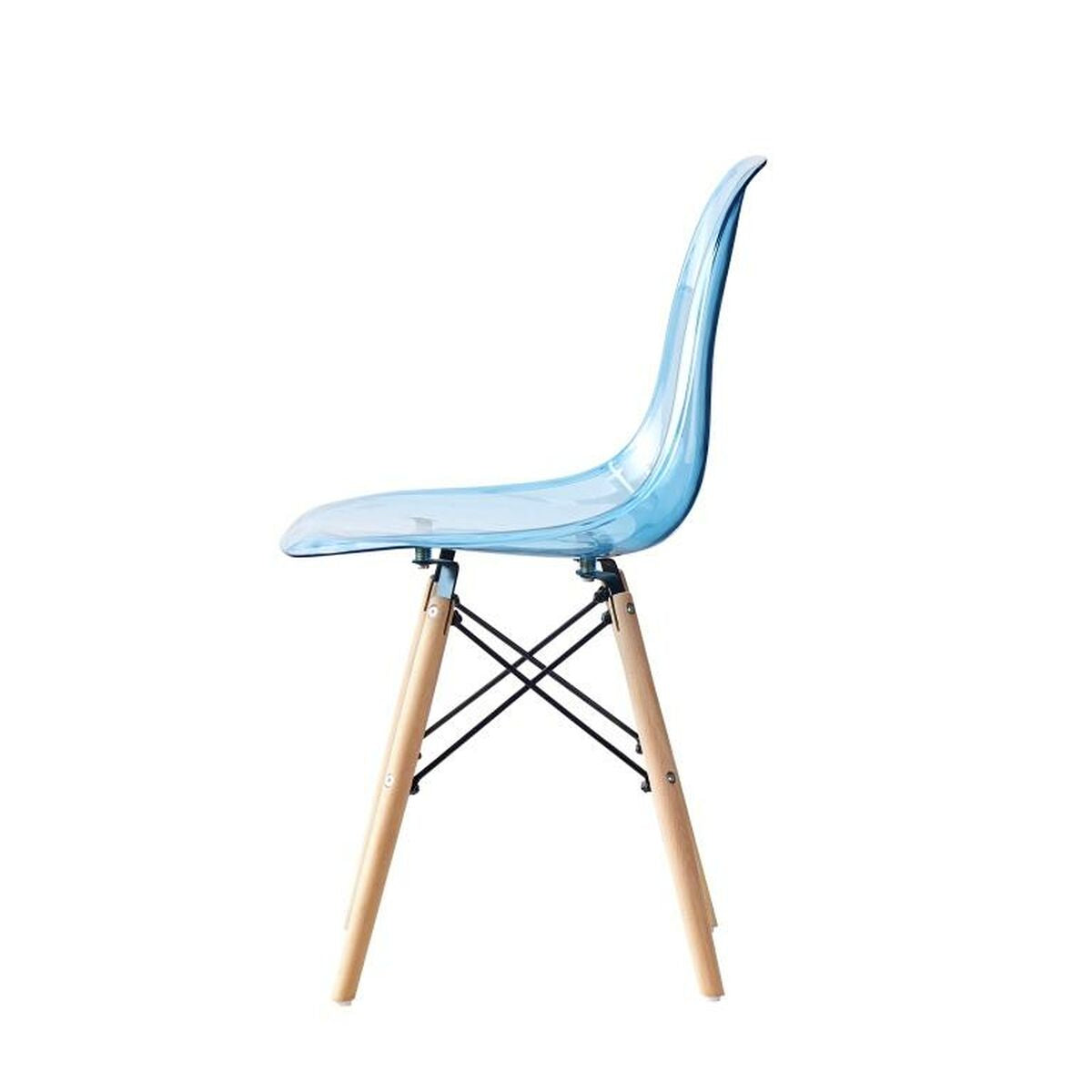 Dining Chair DKD Home Decor Natural Blue PVC Birch (50 x 46 x 83,5 cm)-2