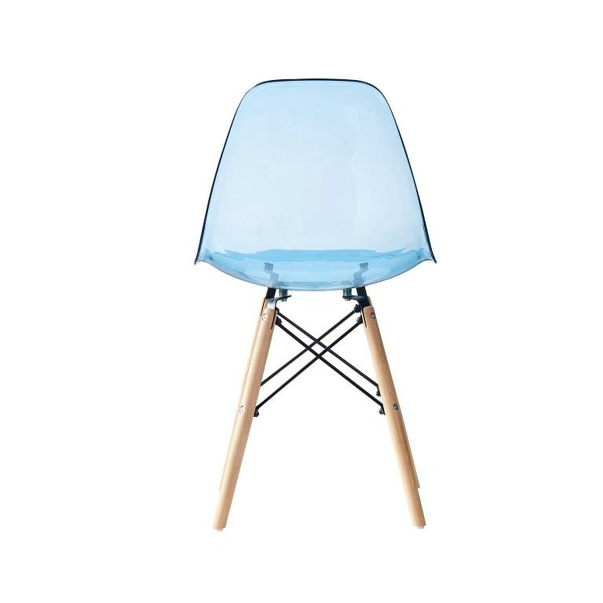 Dining Chair DKD Home Decor Natural Blue PVC Birch (50 x 46 x 83,5 cm)-1