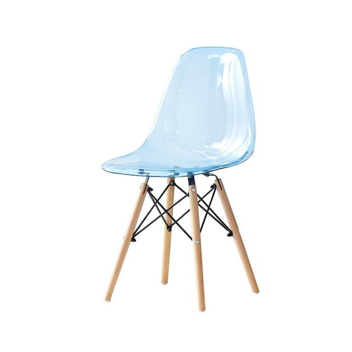 Dining Chair DKD Home Decor Natural Blue PVC Birch (50 x 46 x 83,5 cm)-0