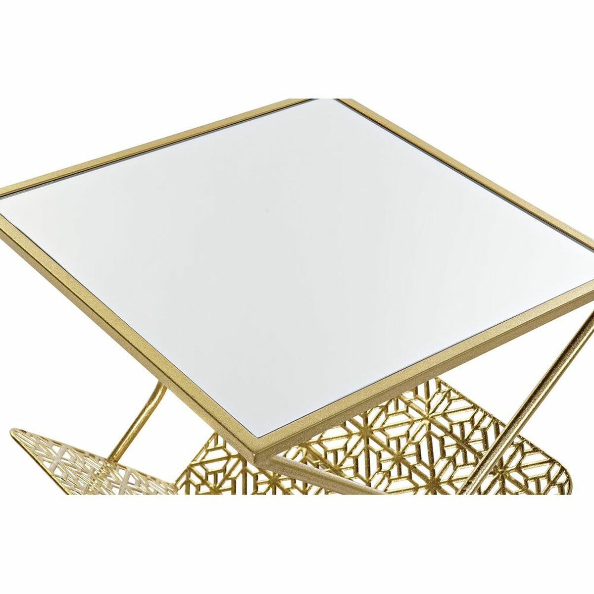 Magazine rack DKD Home Decor Golden Metal Mirror 45 x 45 x 55 cm-1