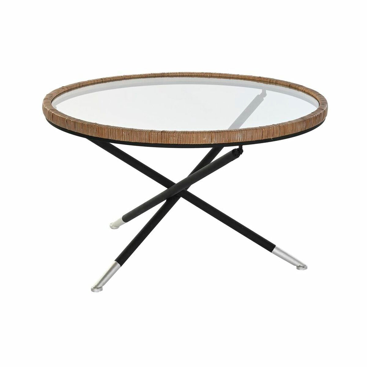 Side table DKD Home Decor 80 x 80 x 48 cm Crystal Natural Silver Black Metal-0