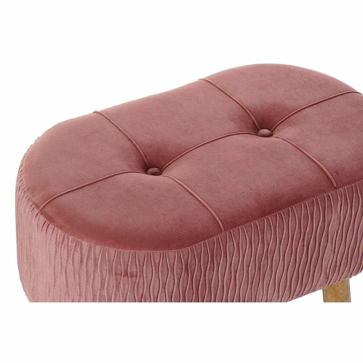 Bench DKD Home Decor Natural Pink Wood Velvet (60 x 35 x 36 cm)-2