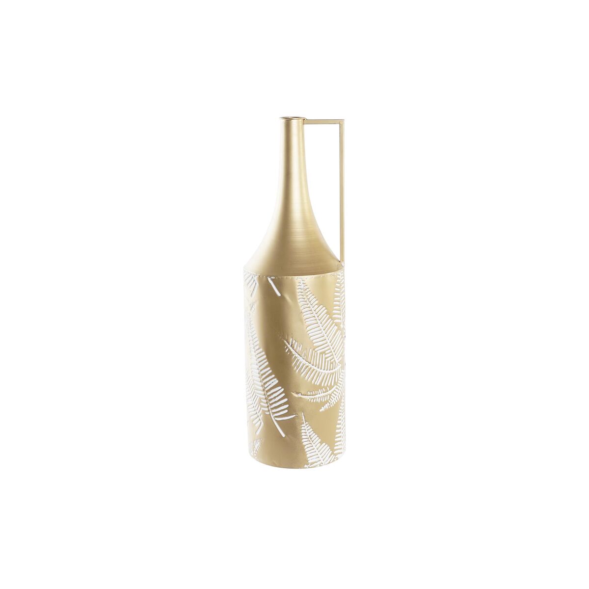 Vase DKD Home Decor Golden Metal Cream Tropical Leaf of a plant (21 x 21 x 71 cm)-0