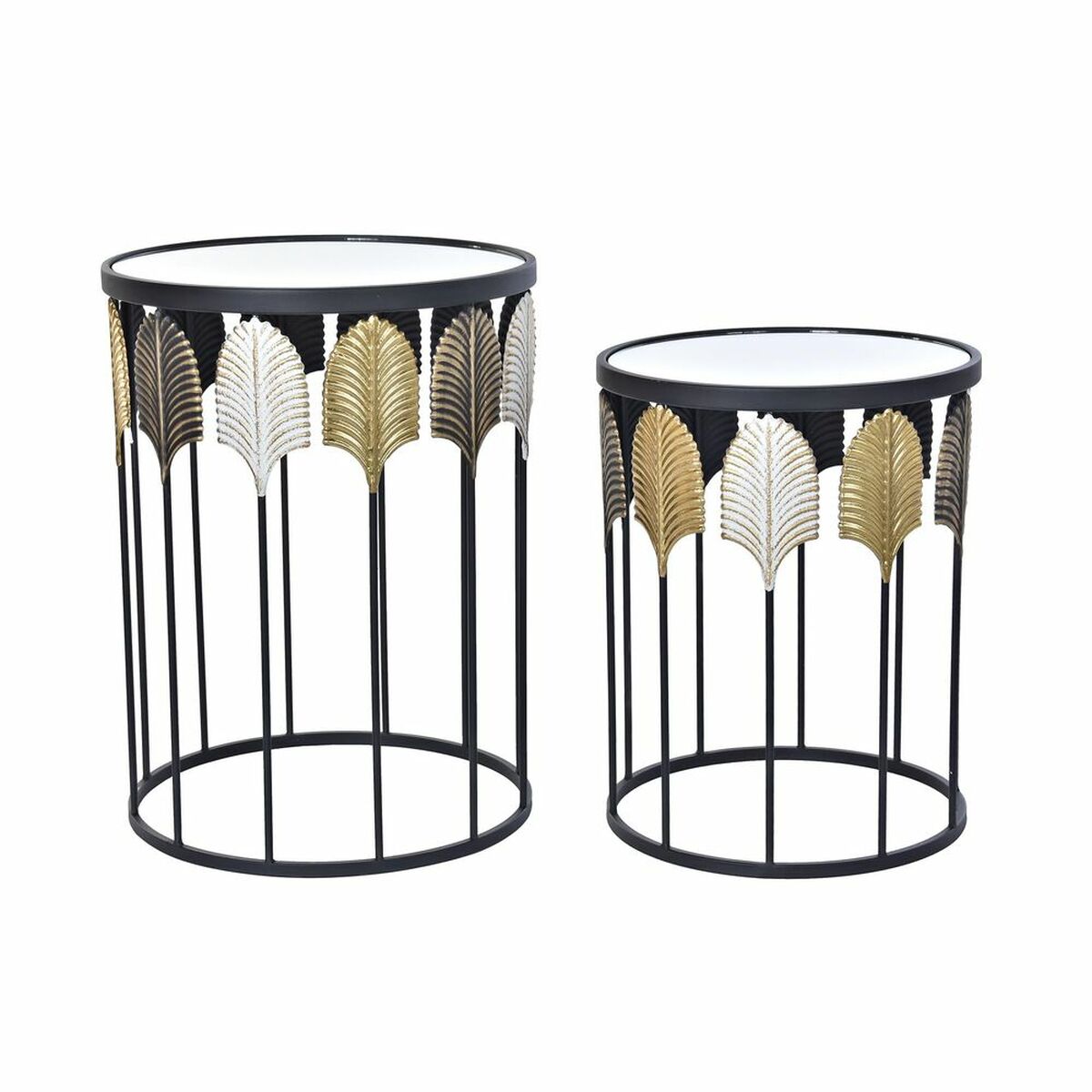 Set of 2 small tables DKD Home Decor Black Multicolour 46 x 46 x 61 cm-0