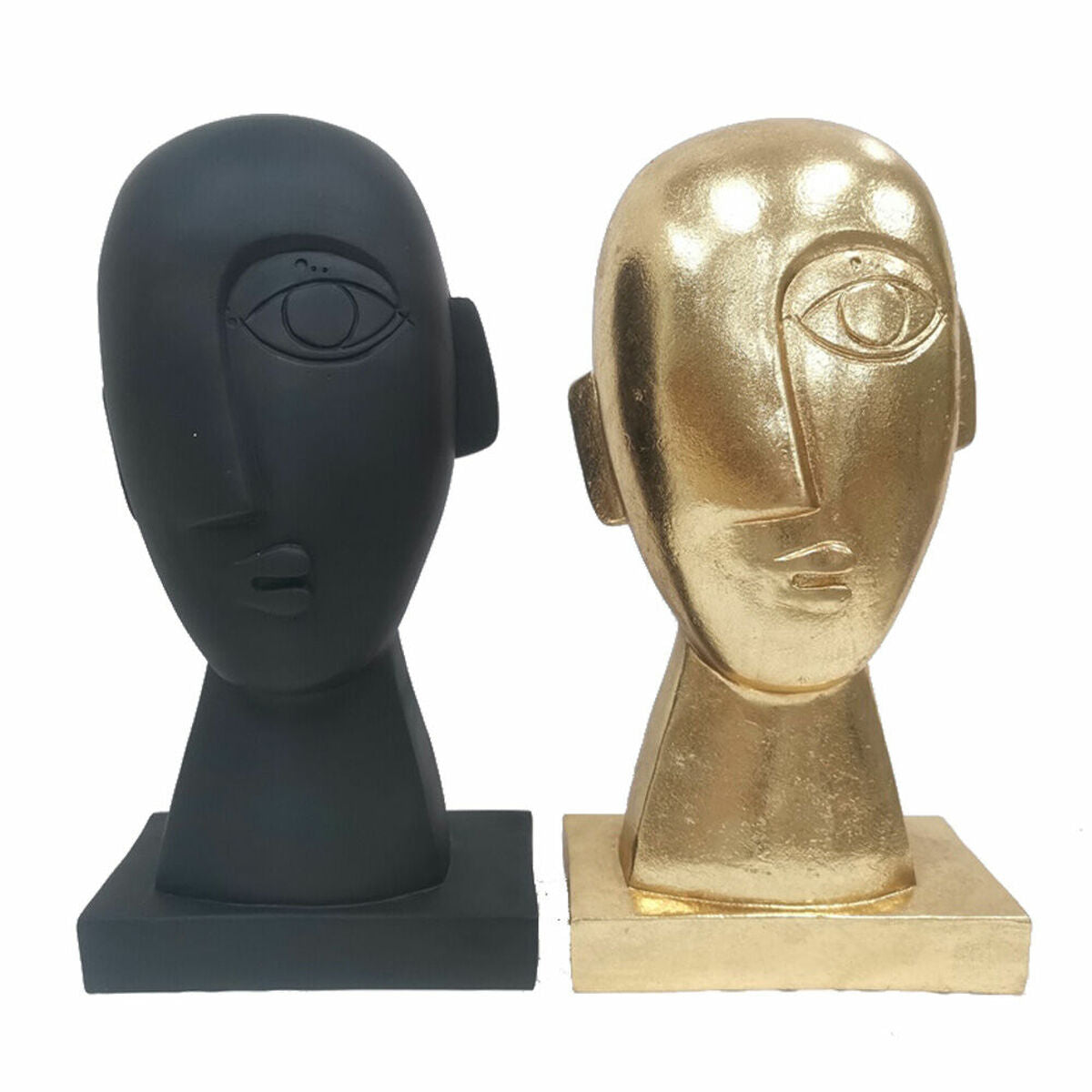 Decorative Figure DKD Home Decor Face Black Golden 14,5 x 10,5 x 27,5 cm (2 Units)-0