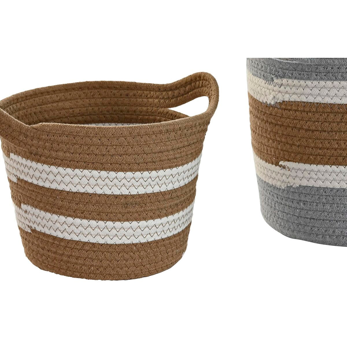 Basket set DKD Home Decor 33 x 33 x 26 cm Natural Fibre Boho (2 Units)-1