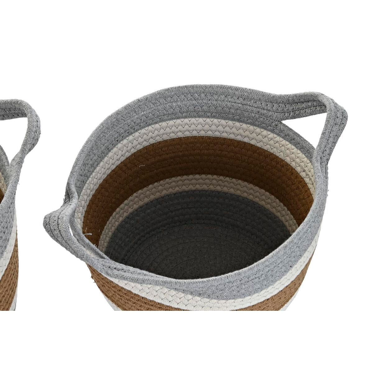 Basket set DKD Home Decor 33 x 33 x 26 cm Natural Fibre Boho (2 Units)-2