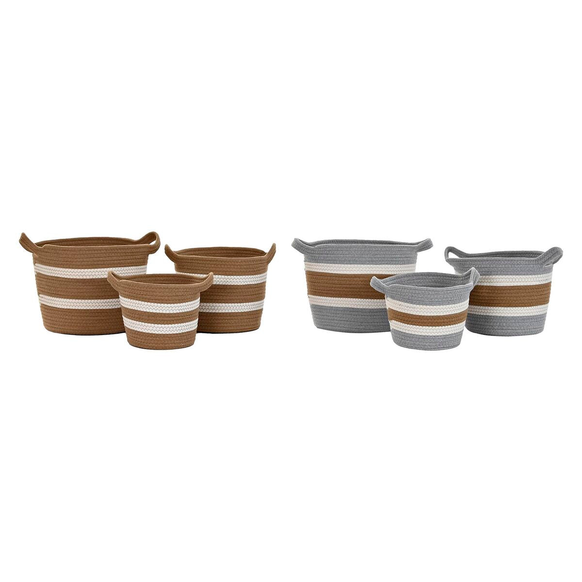 Basket set DKD Home Decor 33 x 33 x 26 cm Natural Fibre Boho (2 Units)-3