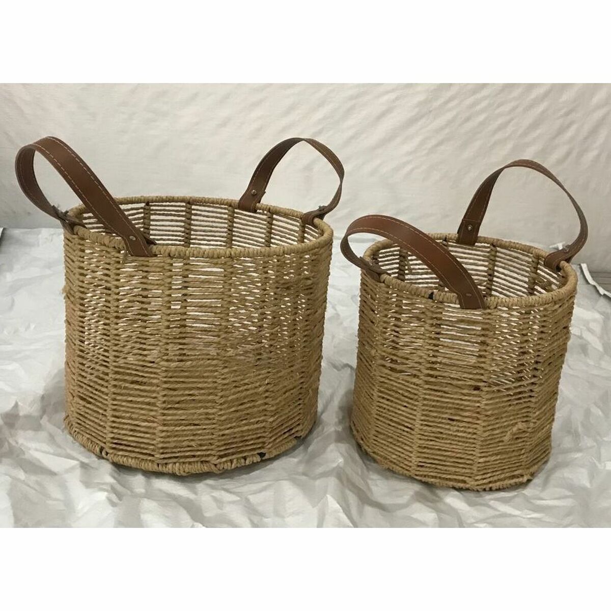 Basket set DKD Home Decor 32 x 32 x 26 cm Metal Rope 32 x 32 x 39 cm Boho-2