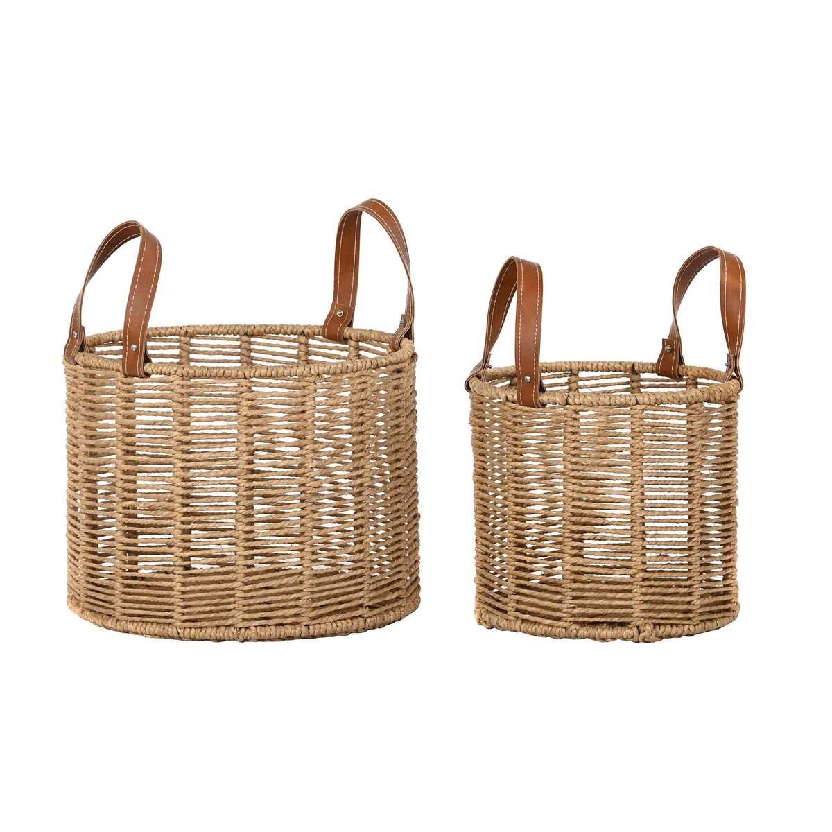 Basket set DKD Home Decor 32 x 32 x 26 cm Metal Rope 32 x 32 x 39 cm Boho-0