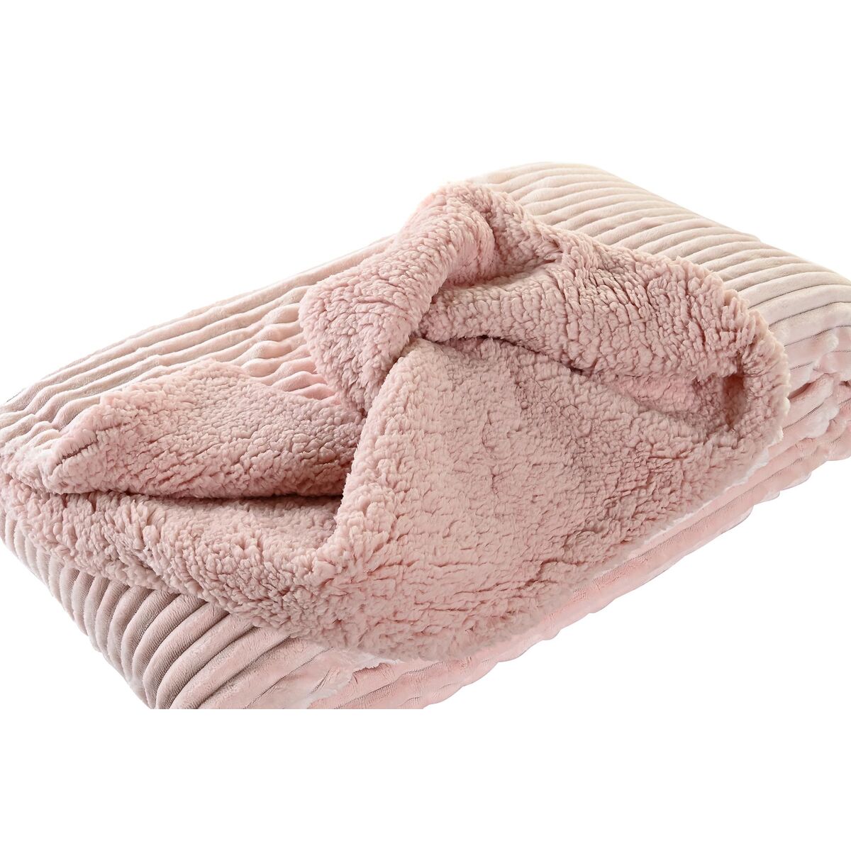 Blanket DKD Home Decor 150 x 200 x 2 cm Pink Scandinavian-1