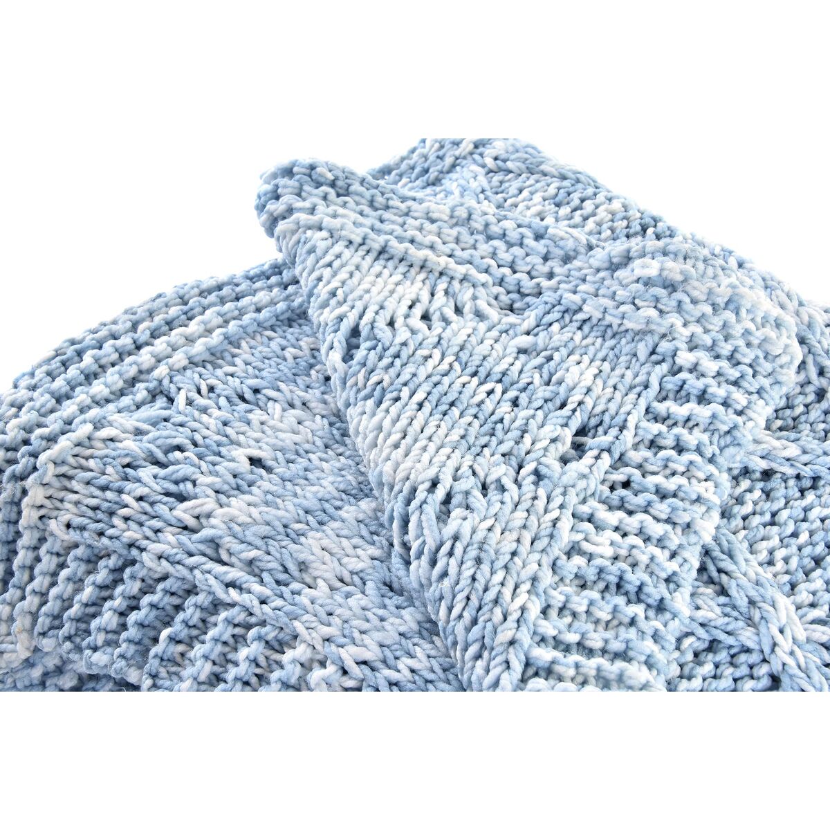 Blanket DKD Home Decor 150 x 125 x 1 cm Blue (2 Units)-2