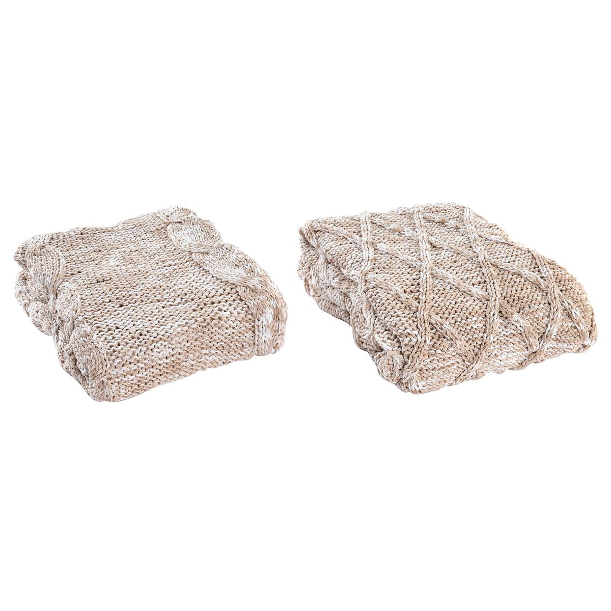 Blanket DKD Home Decor 150 x 125 x 1 cm Light Pink (2 Units)-2