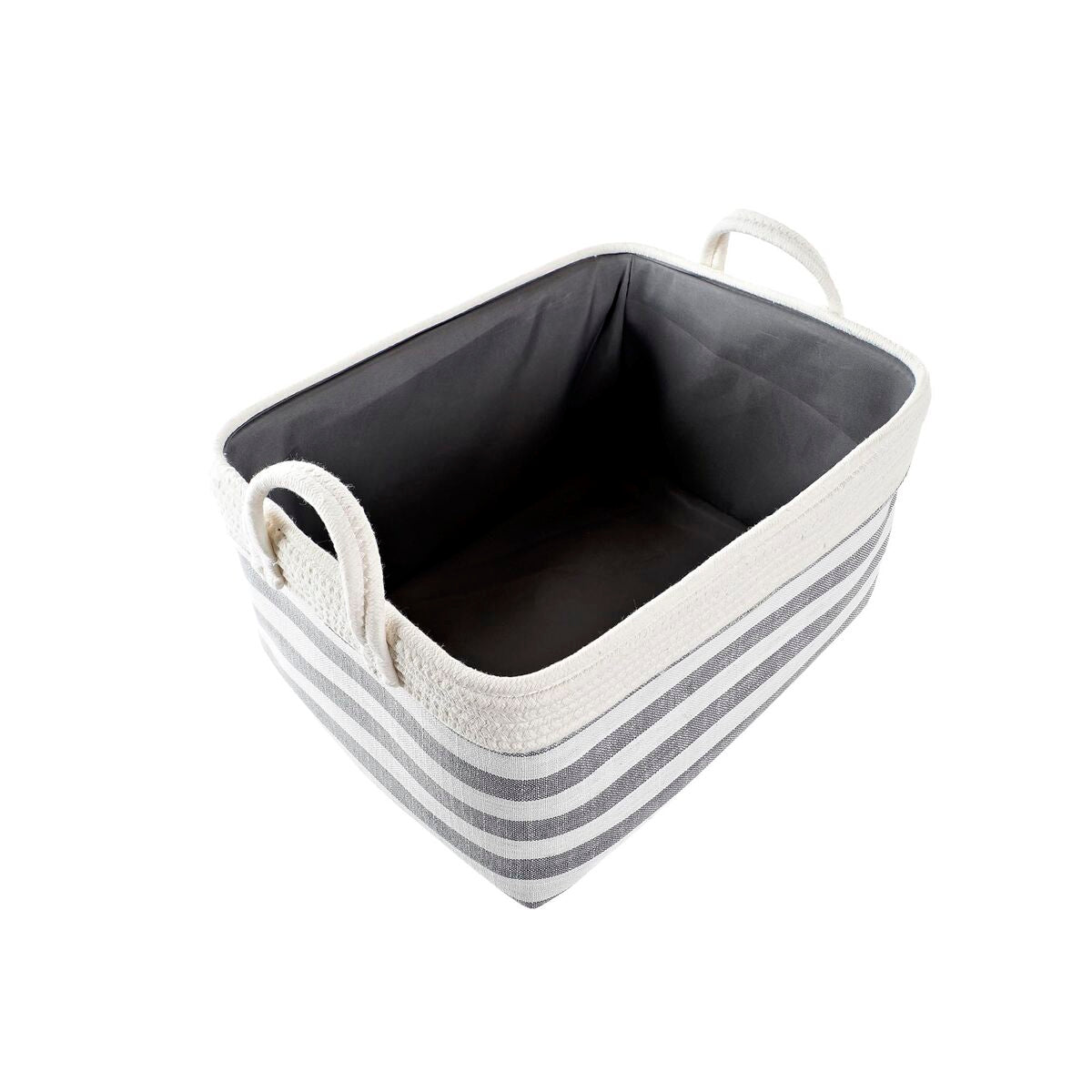 Basket set DKD Home Decor Stripes Grey Cotton (40 x 30 x 23 cm) (2 Pieces)-2