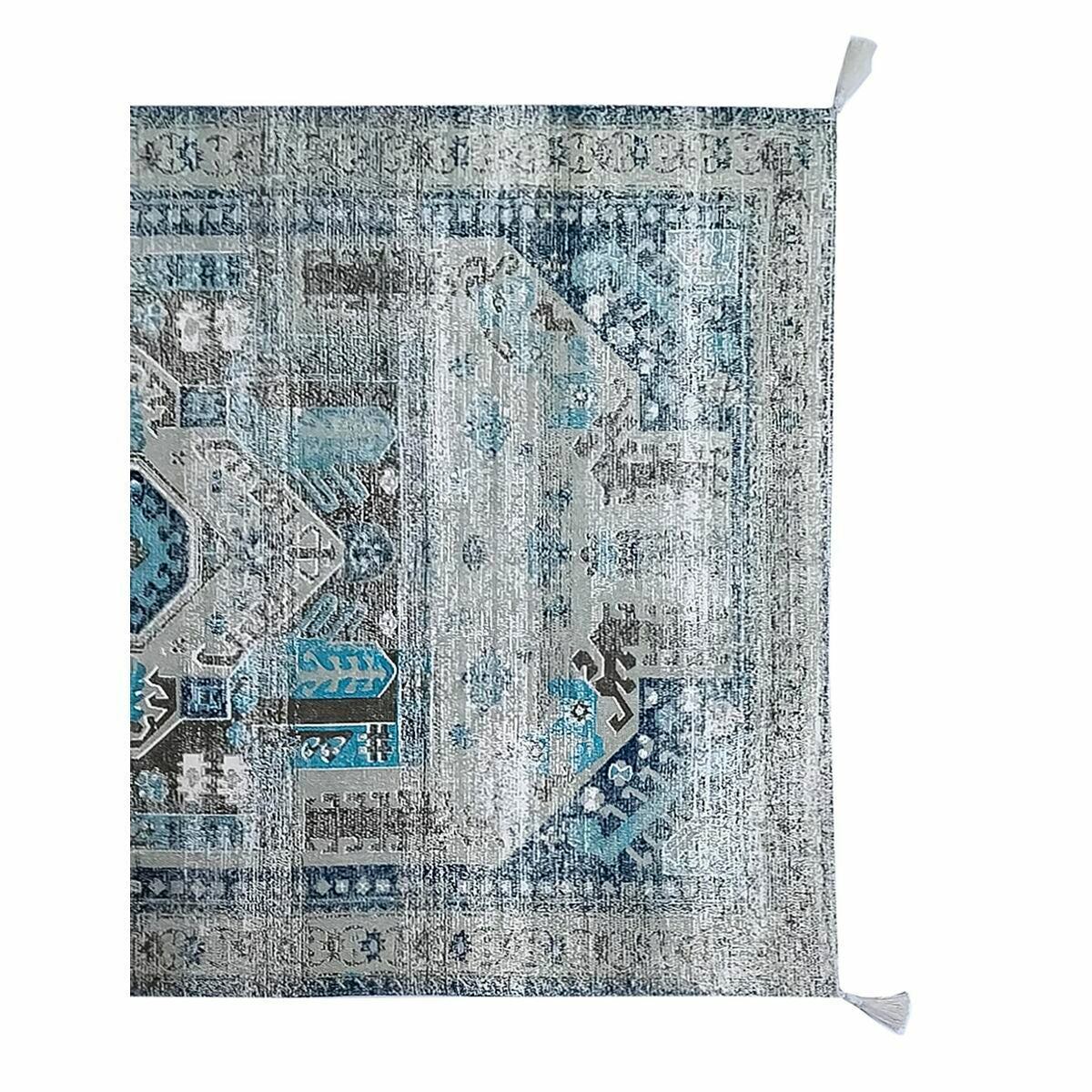 Carpet DKD Home Decor Aged finish Blue Cotton Arab (120 x 180 x 1 cm)-1