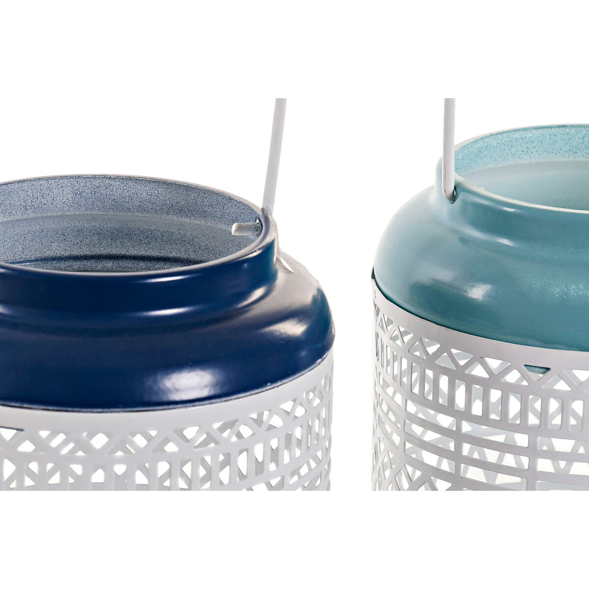 Candleholder DKD Home Decor Sky blue Navy Blue Metal 15 x 15 x 24,5 cm (2 Units)-2