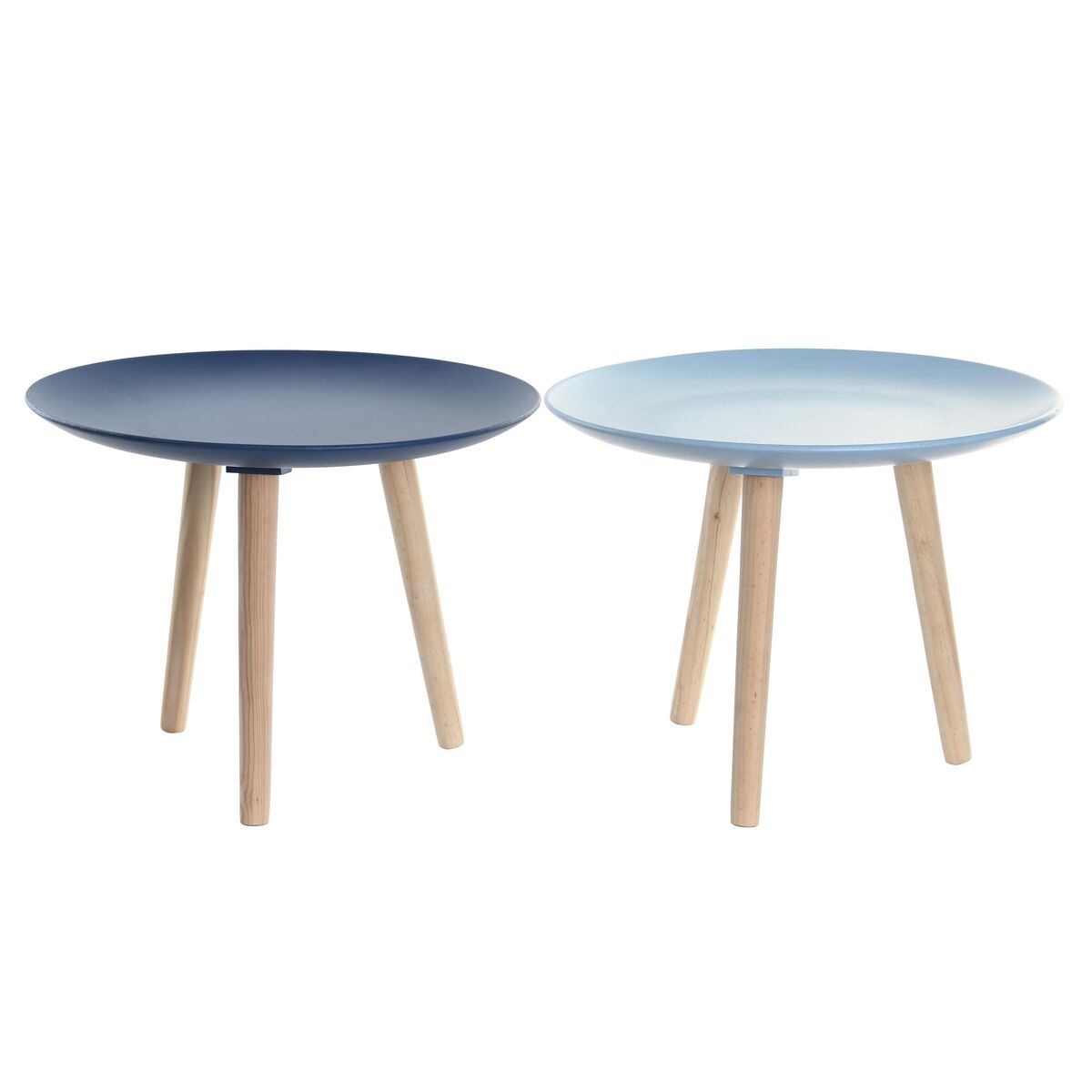 Side table DKD Home Decor 44 x 44 x 35 cm Blue Brown Sky blue Pinewood MDF Wood (2 Units)-0