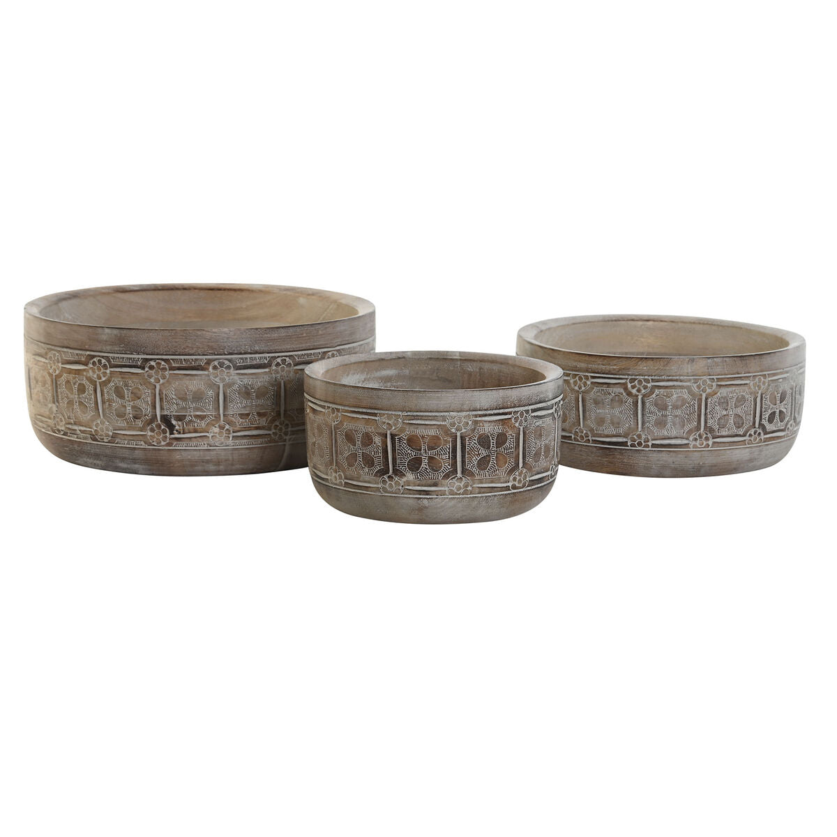 Centerpiece DKD Home Decor White Natural Indian Man 30,5 x 30,5 x 12,7 cm (3 Pieces)-2