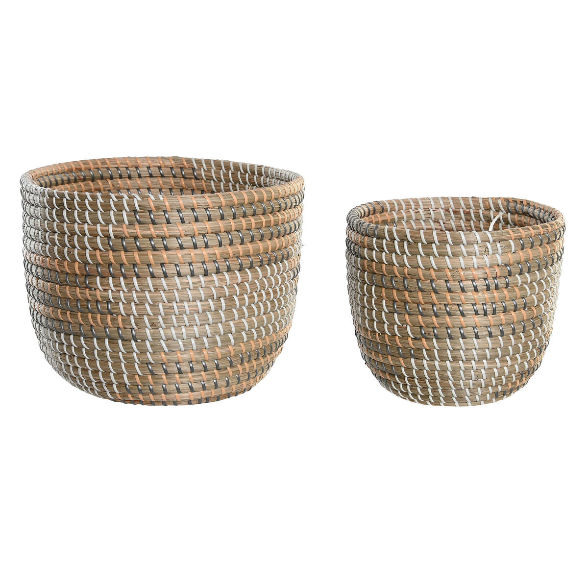 Basket set DKD Home Decor 28 x 28 x 22 cm Tropical Seagrass-0