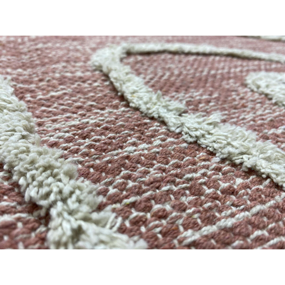 Carpet DKD Home Decor Pink Terracotta White Fringe Urban (160 x 230 x 1 cm)-3