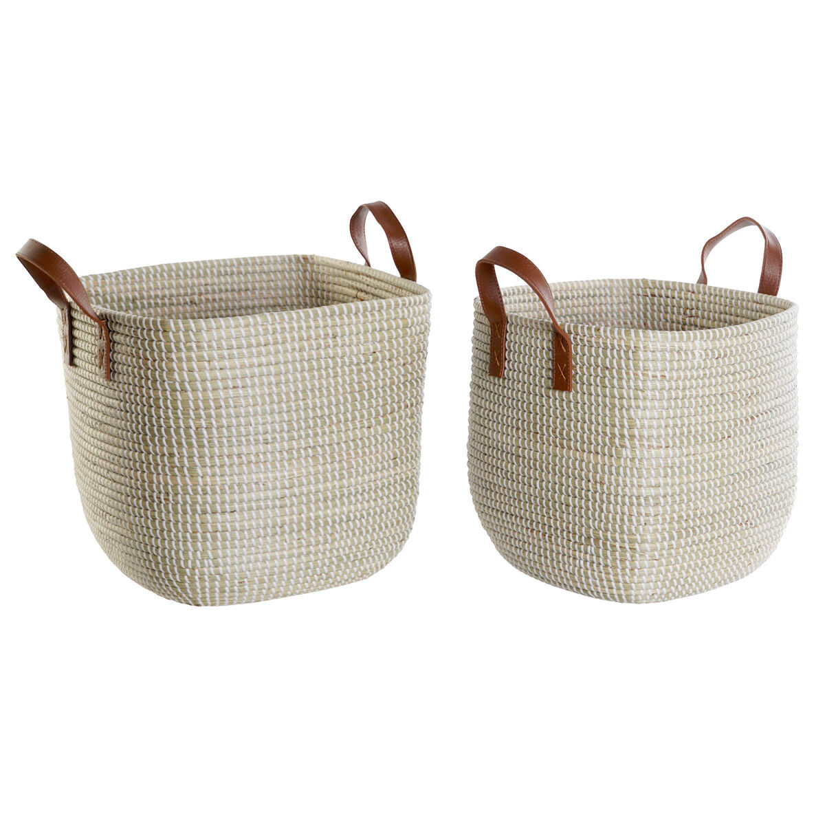 Basket set DKD Home Decor Natural Light brown Polyurethane Seagrass 38 x 38 x 35 cm-0