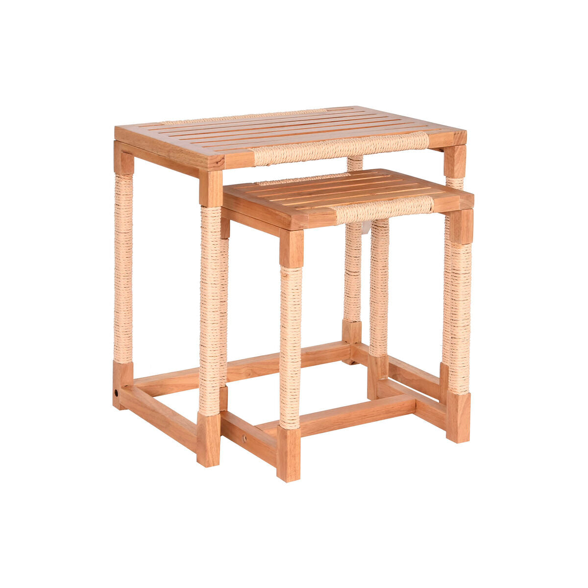 Set of 2 tables Home ESPRIT Natural Rope Fir 58 x 38 x 60 cm-2