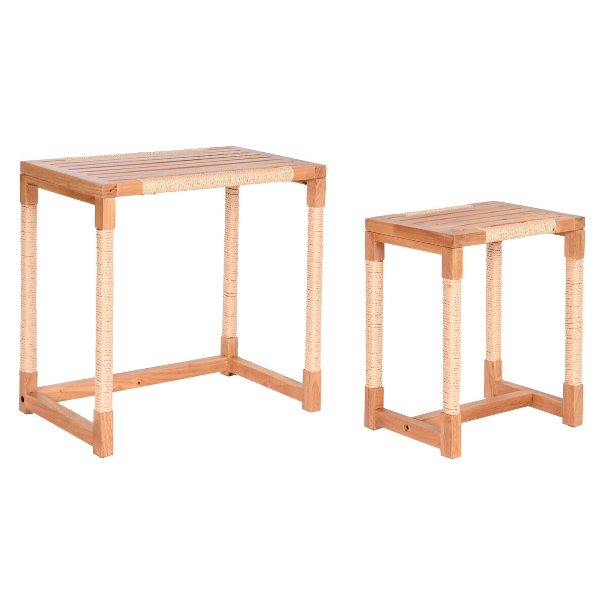 Set of 2 tables Home ESPRIT Natural Rope Fir 58 x 38 x 60 cm-0