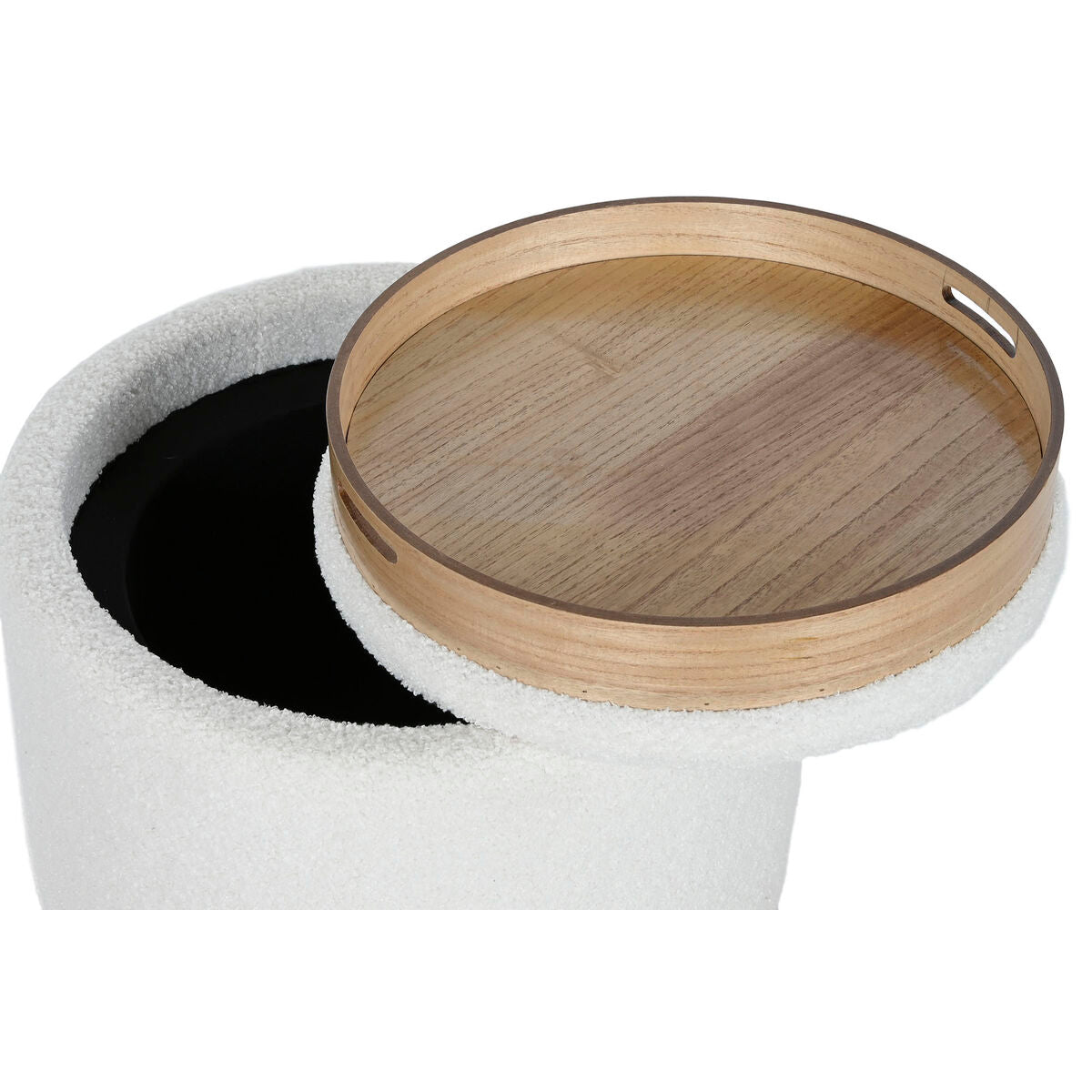 Bench Home ESPRIT White Polyester Rubber wood MDF Wood 48 x 48 x 43 cm-2