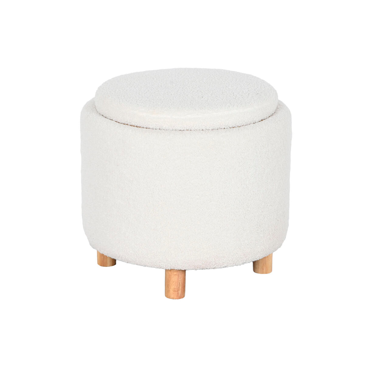 Bench Home ESPRIT White Polyester Rubber wood MDF Wood 48 x 48 x 43 cm-0