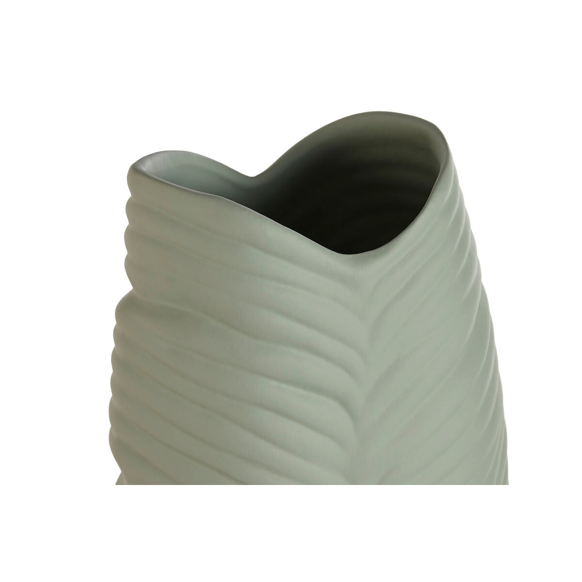 Vase Home ESPRIT Green Stoneware Tropical Leaf of a plant 33 x 10 x 70 cm-2
