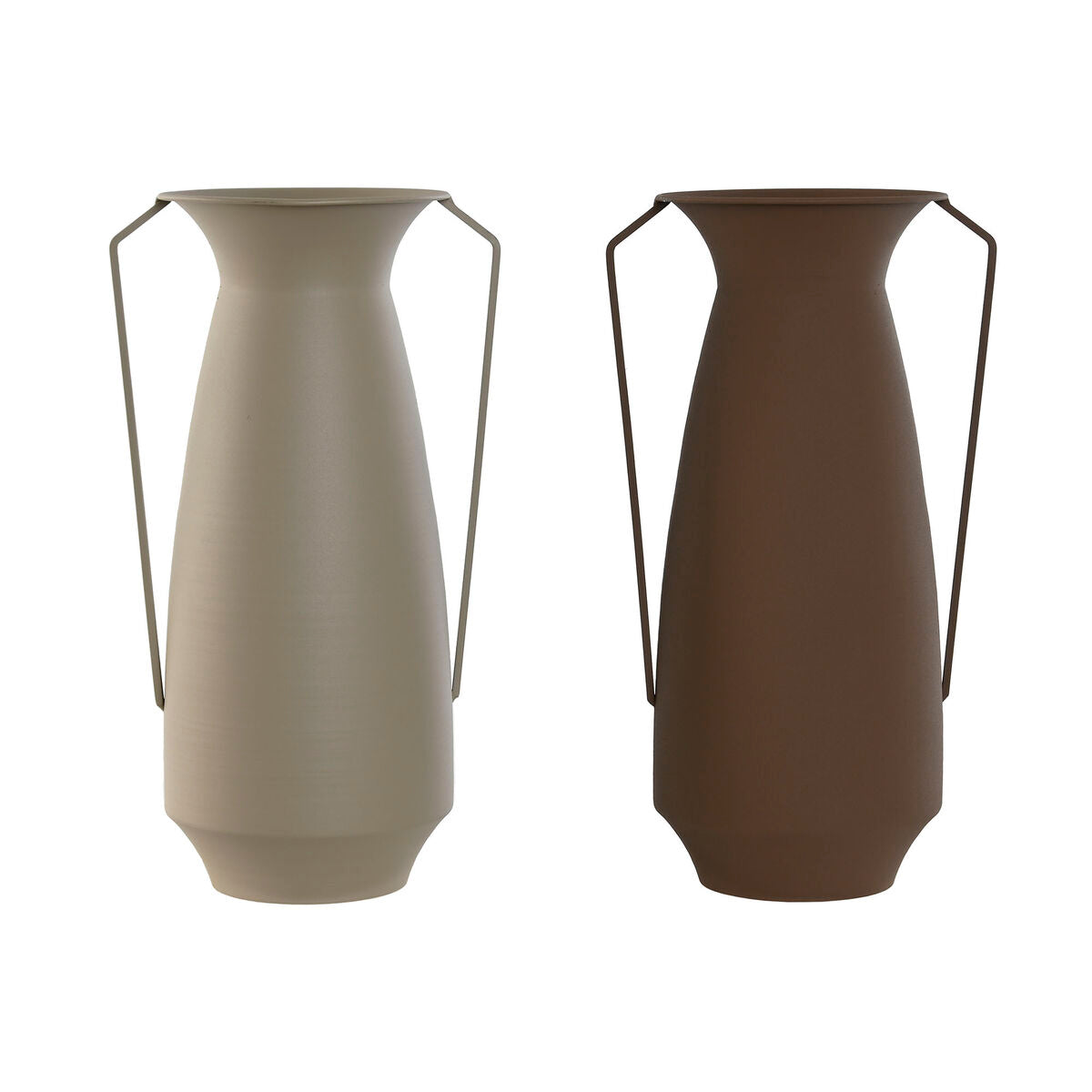 Vase Home ESPRIT Brown Beige Metal 25 x 25 x 44 cm (2 Units)-0