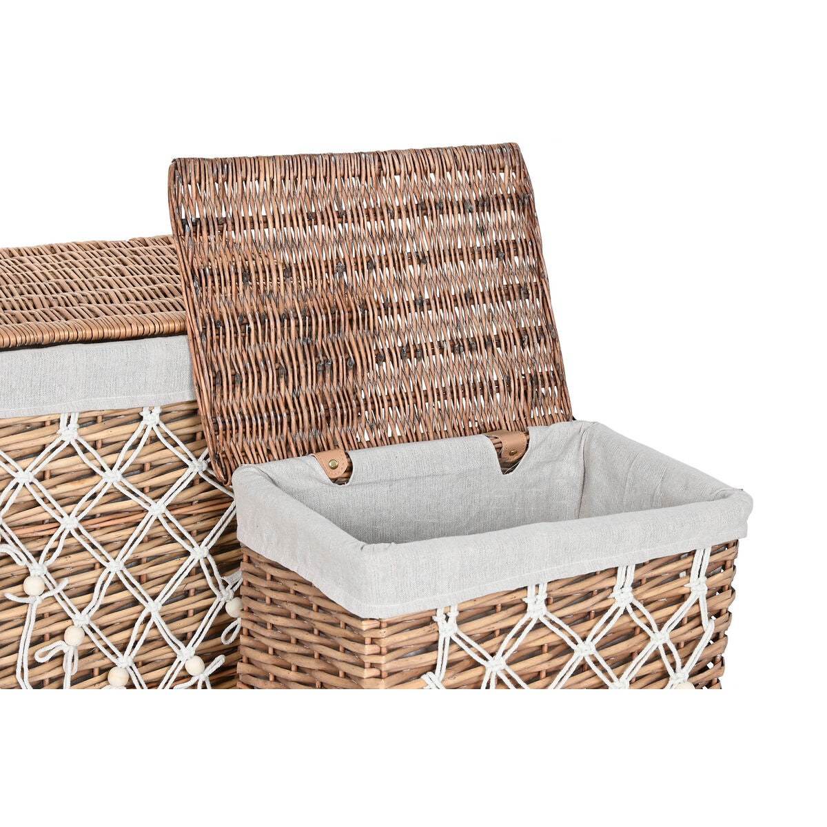 Laundry basket Home ESPRIT White Natural wicker Shabby Chic 47 x 35 x 55 cm 5 Pieces-2