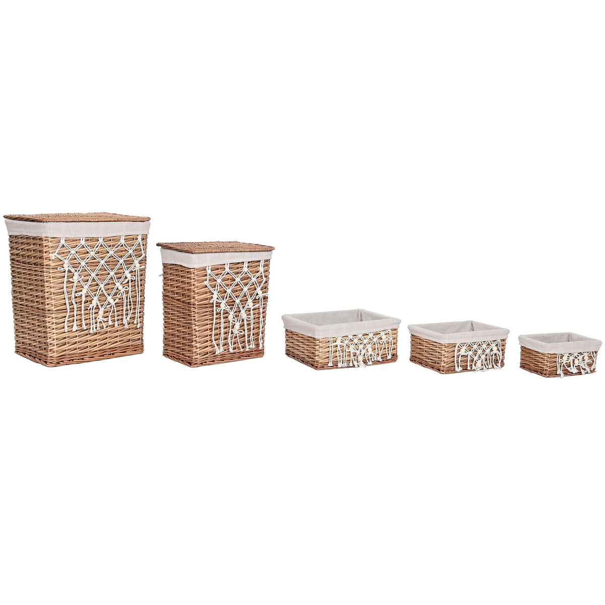 Laundry basket Home ESPRIT White Natural wicker Shabby Chic 47 x 35 x 55 cm 5 Pieces-1