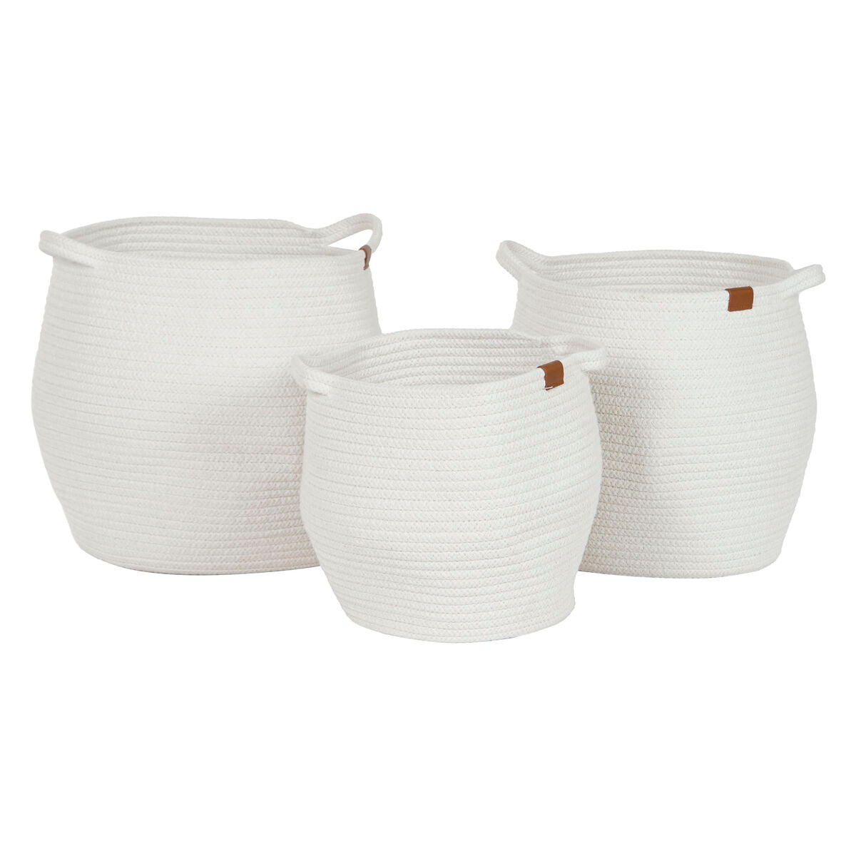 Basket set Home ESPRIT White Modern 34 x 34 x 34 cm (3 Pieces)-0