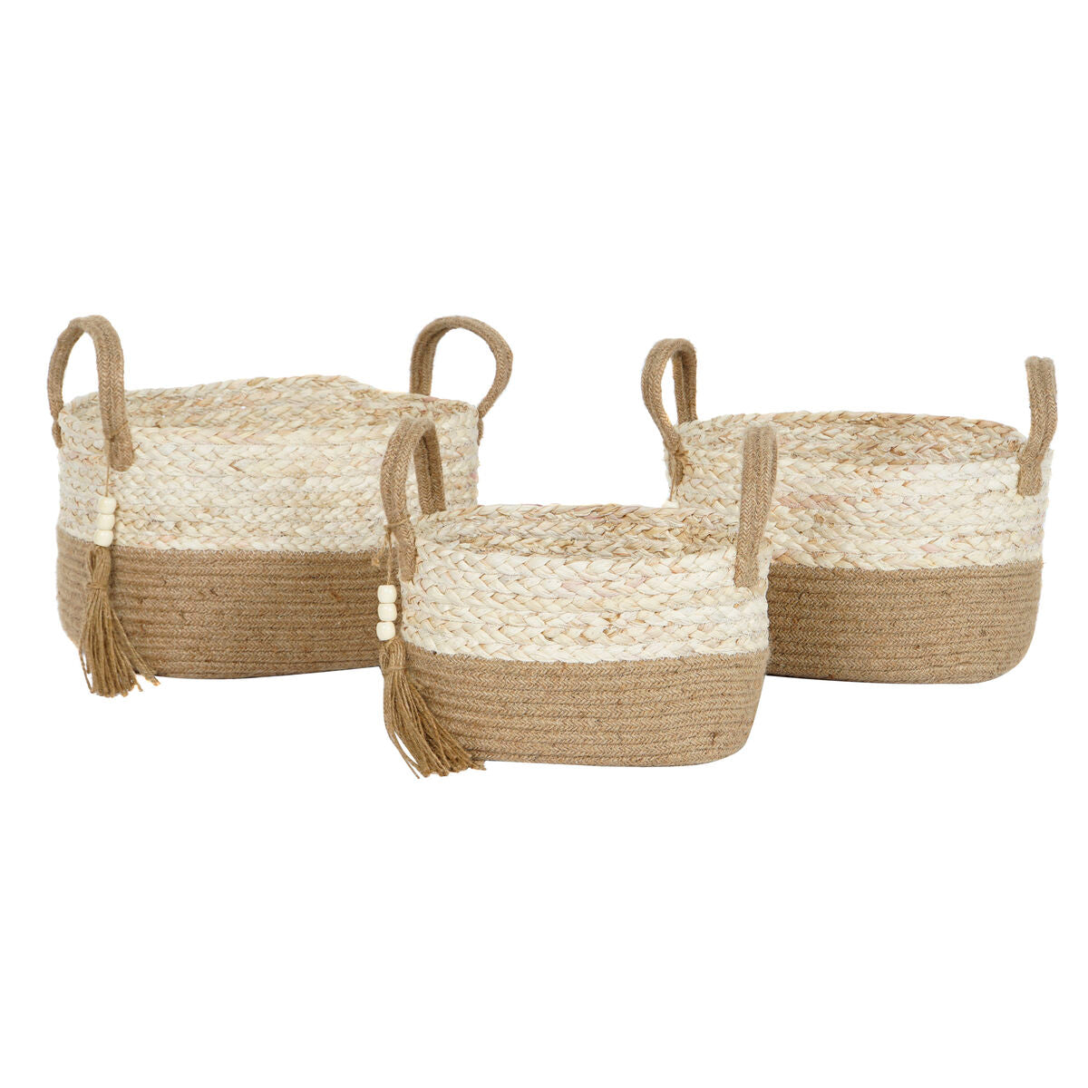 Basket set Home ESPRIT Natural Light brown Jute Modern 41 x 30 x 33 cm (3 Pieces)-1