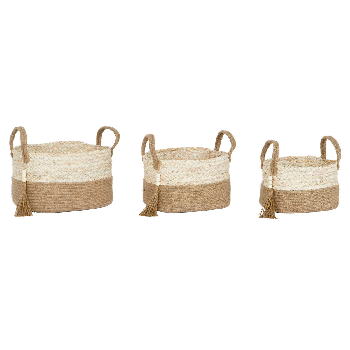 Basket set Home ESPRIT Natural Light brown Jute Modern 41 x 30 x 33 cm (3 Pieces)-0