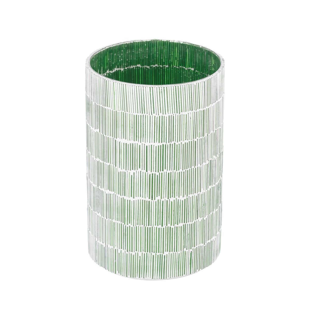 Candleholder Green Crystal Cement 13 x 13 x 20 cm-0