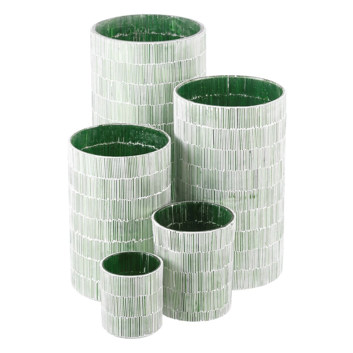 Candleholder Green Crystal Cement 13 x 13 x 20 cm-1