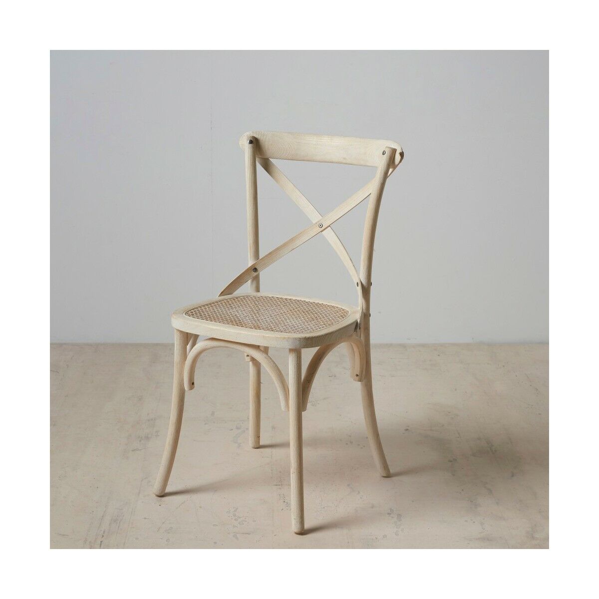 Dining Chair 45 x 42 x 87 cm Wood White Rattan-0