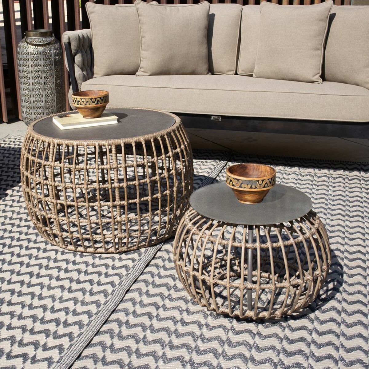 Side table Ariki 50 x 50 x 34 cm synthetic rattan Steel-2