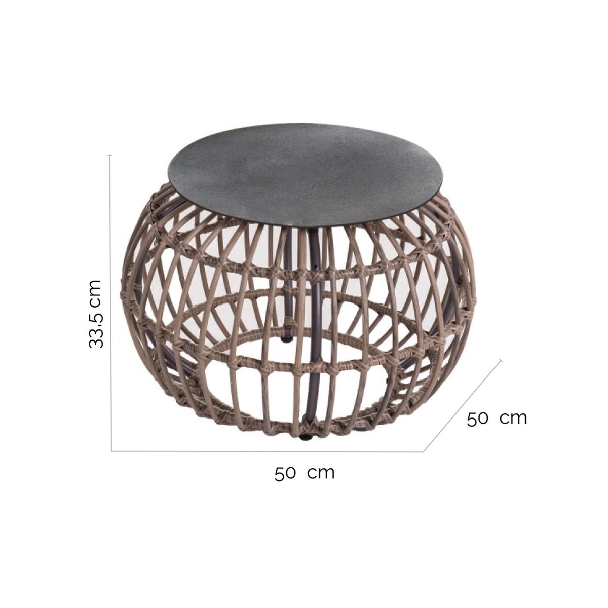 Side table Ariki 50 x 50 x 34 cm synthetic rattan Steel-1