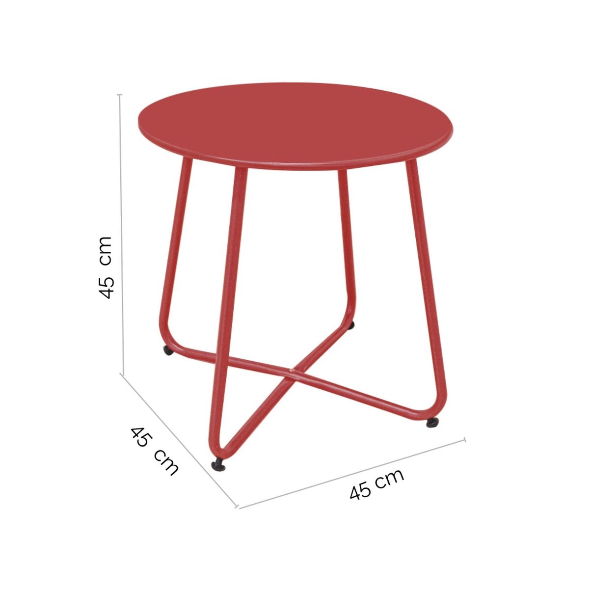 Side table Luna Red Steel 45 x 45 cm-1