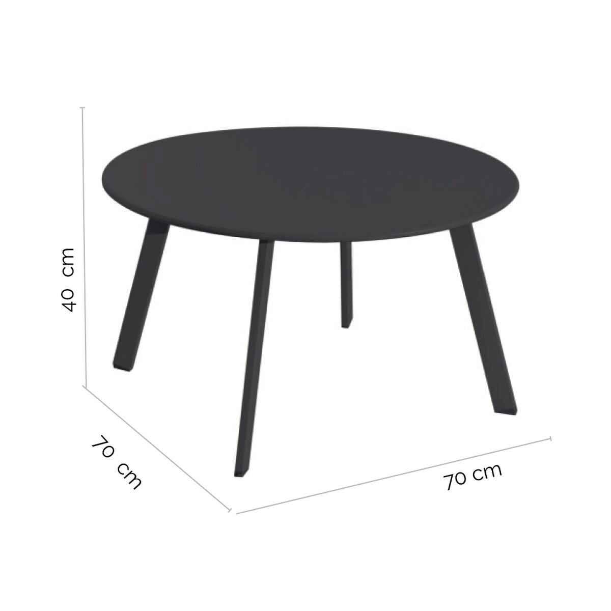 Side table Marzia Steel Graphite 70 x 70 x 40 cm-1