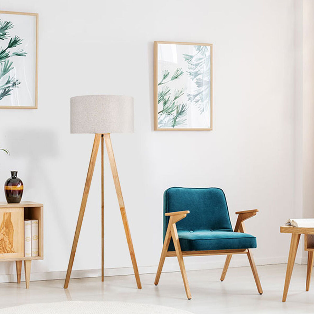 Floor Lamp EDM 32159 Wood Cloth 50 x 150 cm E27-0