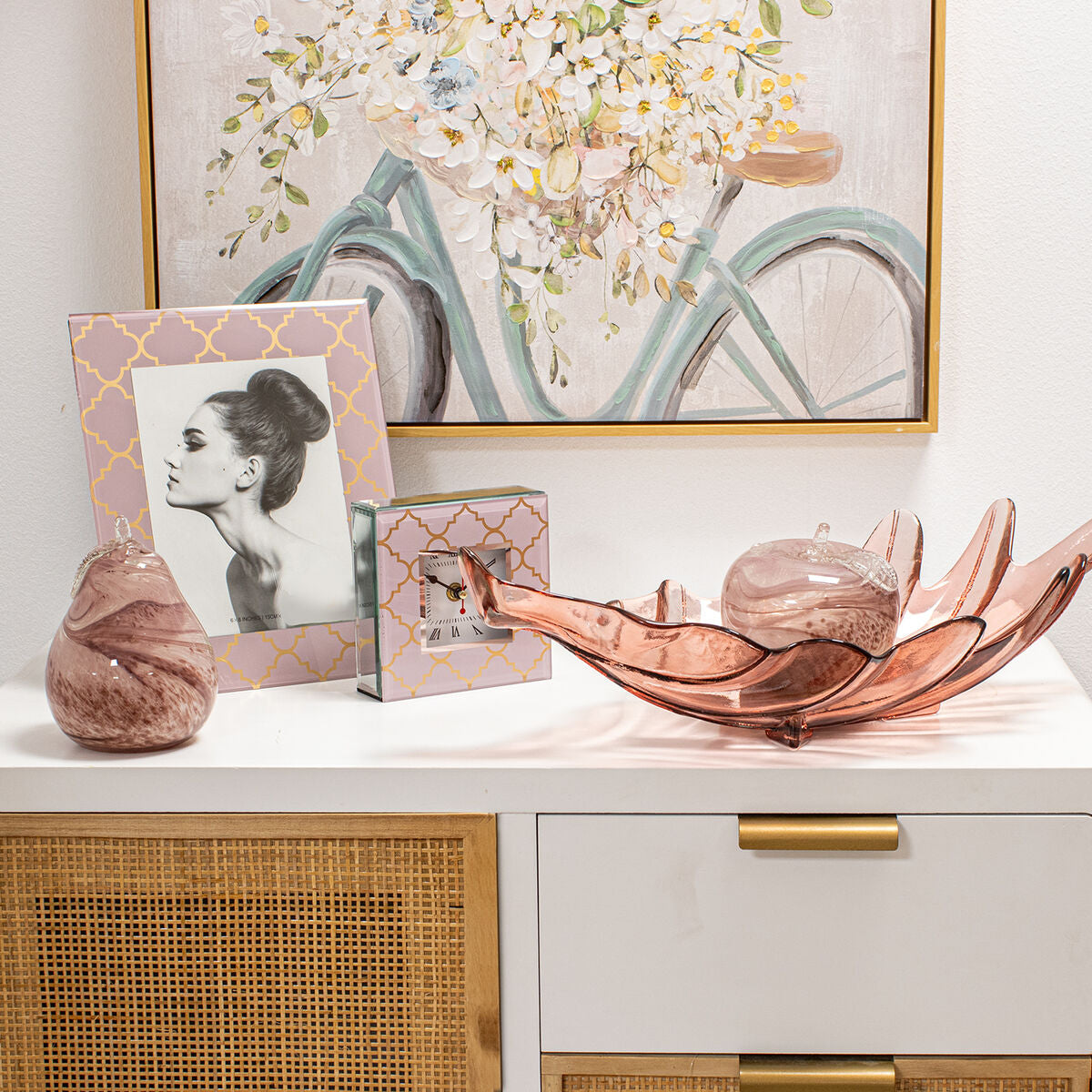 Decorative Figure Alexandra House Living Pink Crystal Pear 11 x 17 cm-3