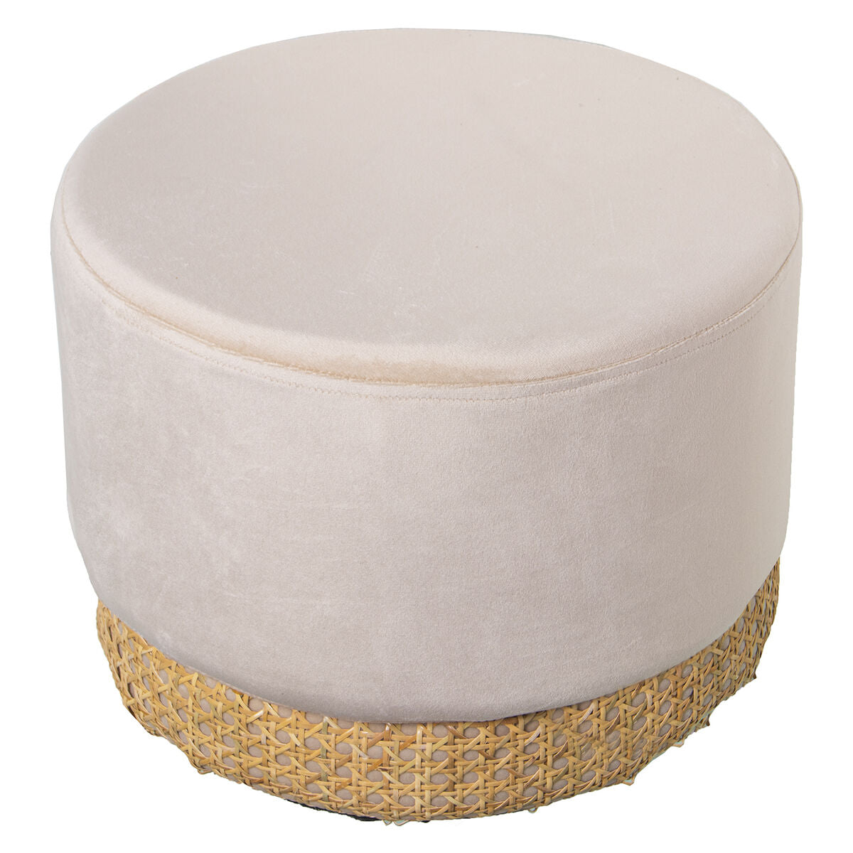 Pouffe Alexandra House Living White Velvet Wood 35 x 27 x 35 cm-0