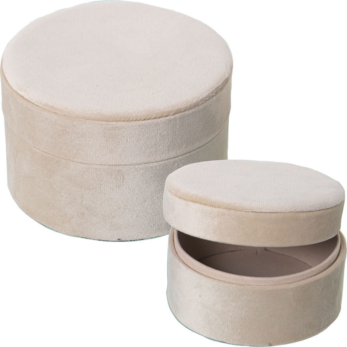 Set of decorative boxes Alexandra House Living Cream Textile 2 Pieces-0