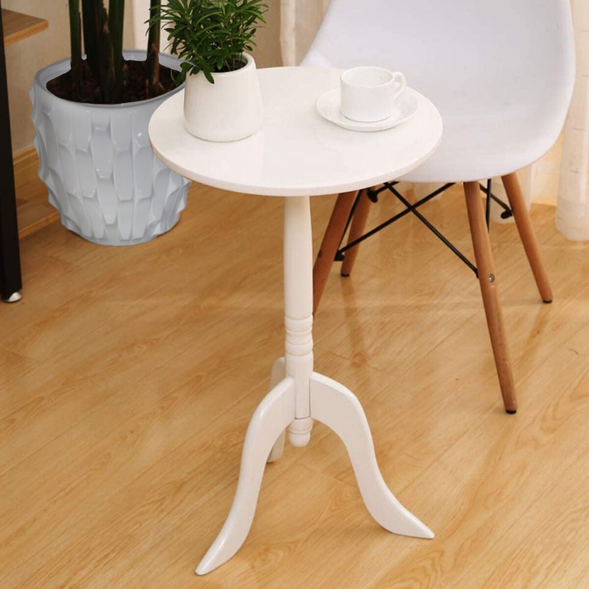 Side table Alexandra House Living White 30 x 54 x 30 cm-1