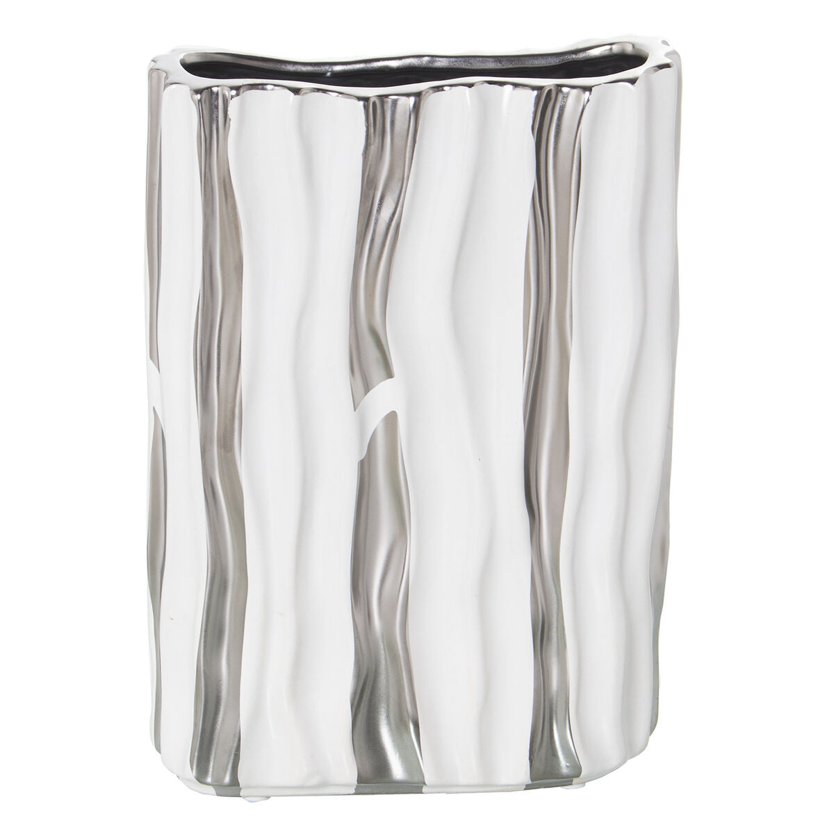 Vase Alexandra House Living White Silver Ceramic 19 x 8 x 25 cm-0
